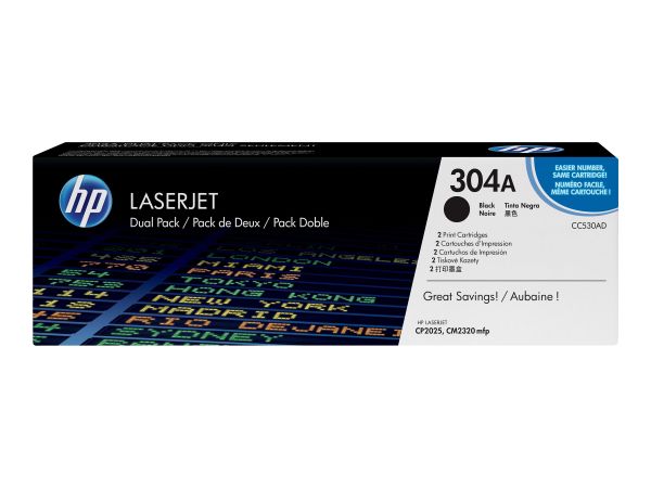 HP Toner CC530AD schwarz 2er Pack für HP LaserJet CC530A