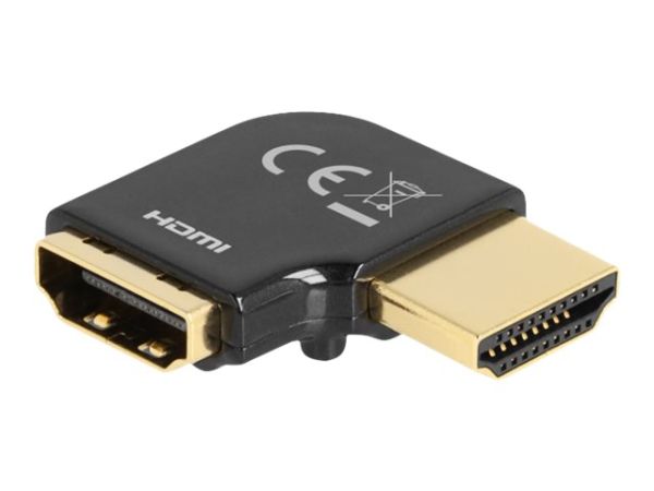 Delock Highspeed - HDMI-Adapter - HDMI männlich zu HDMI weiblich links abgewinkelt - Schwarz - unter