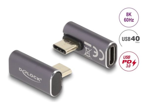 Delock USB-Adapter - 24 pin USB-C (M) links gewinkelt zu 24 pin USB-C (W)