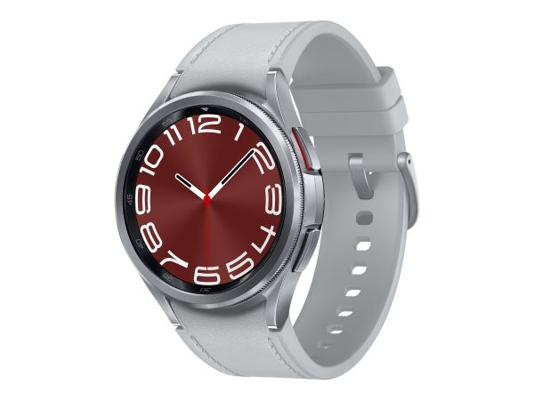 Samsung Galaxy Watch6 Classic - 43 mm - intelligente Uhr mit Band - Hybrid-Eco-Leder - Silber - Band
