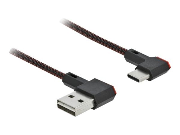 Delock Easy - USB-Kabel - USB (M) links/rechts abgewinkelt, umkehrbar zu 24 pin USB-C (M)