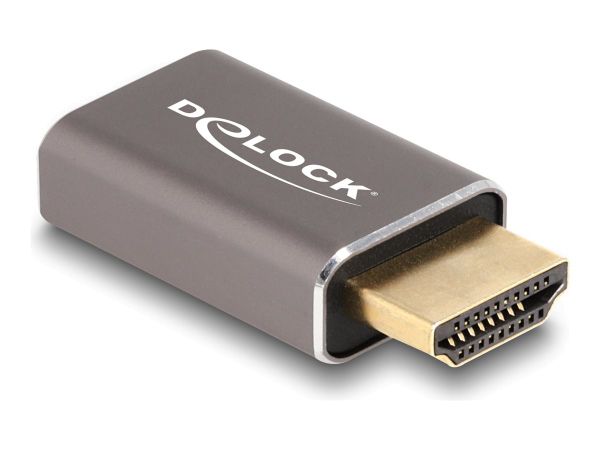 Delock Highspeed - HDMI-Adapter mit Ethernet - HDMI männlich zu HDMI weiblich - Grau - unterstützt 8