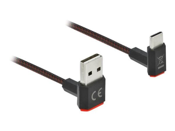 Delock Easy - USB-Kabel - USB (M) nach oben/unten abgewinkelt, doppelseitig zu 24 pin USB-C (M)