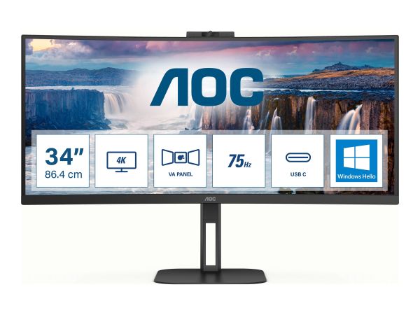 AOC Value-line CU34V5CW/BK - V5 series - LED-Monitor - gebogen - 86.4 cm (34")