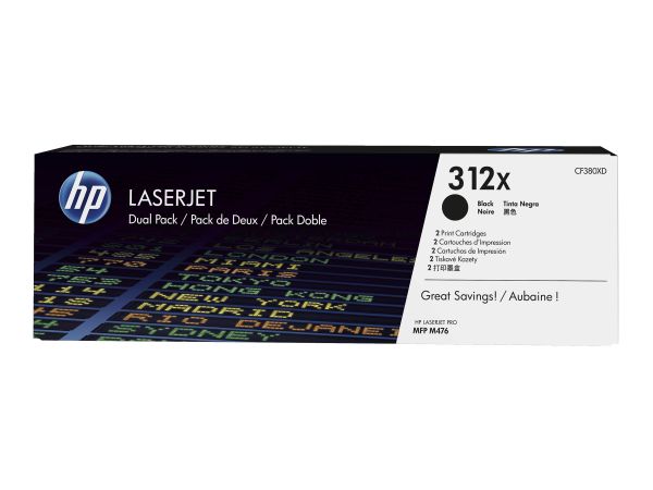 HP 312X - 2er-Pack - Hohe Ergiebigkeit - Schwarz - Original - LaserJet - Tonerpatrone (CF380X)