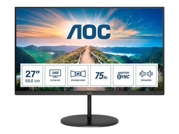 AOC U27V4EA - LED-Monitor - 68.6 cm (27") - 3840 x 2160 4K @ 60 Hz