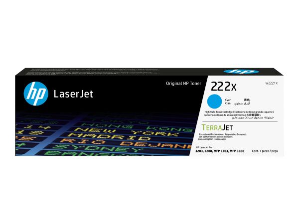 HP 222X - Hohe Ergiebigkeit - Cyan - original - LaserJet - Tonerpatrone (W2221X)