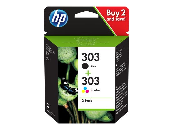 HP 303 - 2er-Pack - pigmentiertes Schwarz, Farbe (Cyan, Magenta, Gelb)