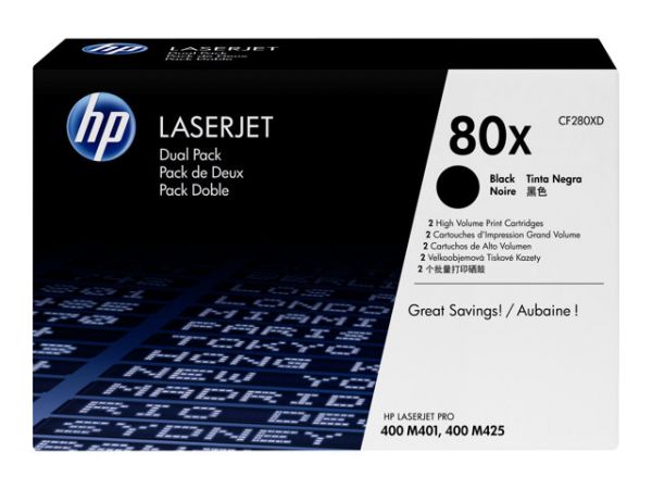 Hp Toner Cf280xd 80x Schwarz 2er Pack F Laserjet Pro 400 M401dw Logiway It Partner Fur Kirche Wohlfahrt Gesundheitswesen